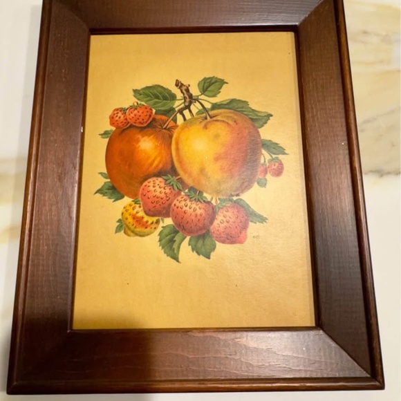 ART- Set of 2 Vintage Sidney Z Lucas Fruit Decor Wood Framed Art - Picture 3 of 6